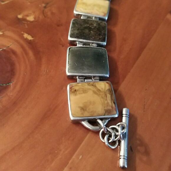 Silpada Sterling Silver Pyrite Bronzite Jasper Bracelet Retired! $179 - Picture 4 of 10